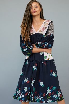 anthropologie red floral dress