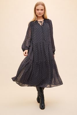 robe mi longue a pois
