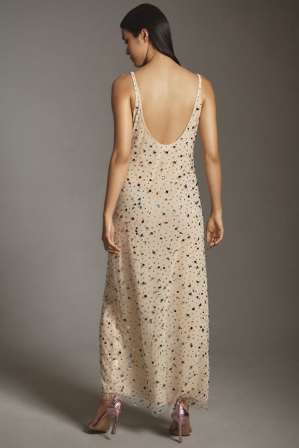 Slide View: 2: Let Me Be Bejeweled Mesh Maxi Dress