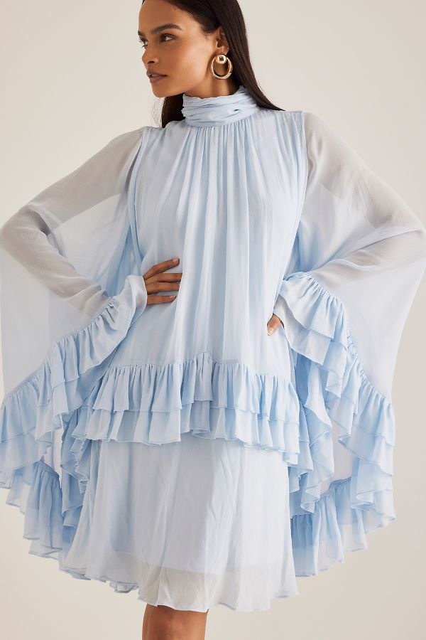 Slide View: 1: By Anthropologie Ruffle Cape Mini Dress