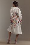 Thumbnail View 2: Let Me Be Long-Sleeve V-Neck Floral A-Line Midi Dress