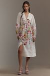 Thumbnail View 1: Let Me Be Long-Sleeve V-Neck Floral A-Line Midi Dress