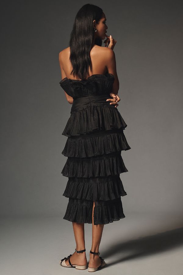 Slide View: 3: ELLIATT Maya Strapless Ruffle Midi Dress