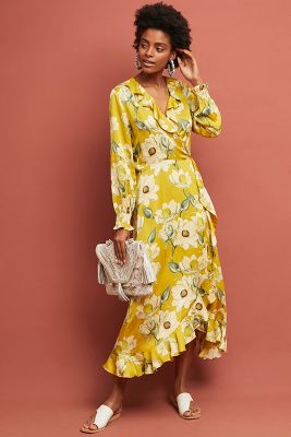 gold wrap maxi dress