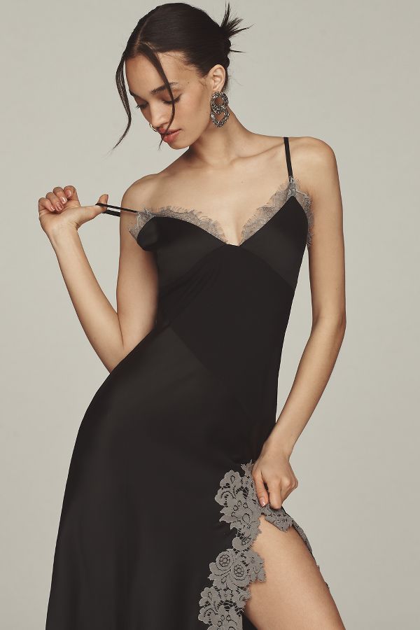 Slide View: 1: Bl-nk Hector Side-Slit Slip Midi Dress