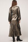 Thumbnail View 2: Glamorous Long-Sleeve V-Neck Metallic Midi Dress