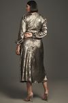 Thumbnail View 5: Glamorous Long-Sleeve V-Neck Metallic Midi Dress