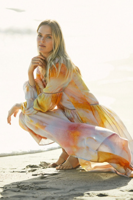 anthropologie watercolor maxi dress