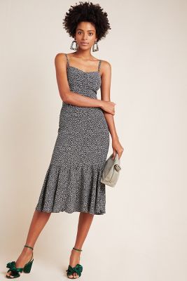 anthropologie woodblock midi dress