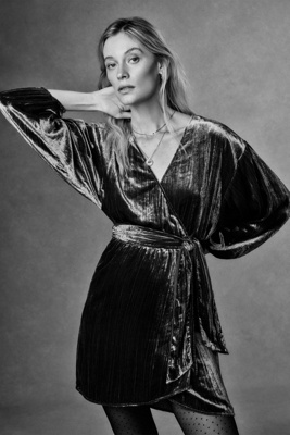 anthropologie velvet wrap dress