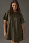 Thumbnail View 5: The Emmy Short-Sleeve Swing Mini Dress by Maeve: Faux-Leather Edition