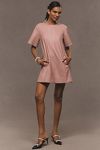 Thumbnail View 3: The Emmy Short-Sleeve Swing Mini Dress by Maeve: Faux-Leather Edition