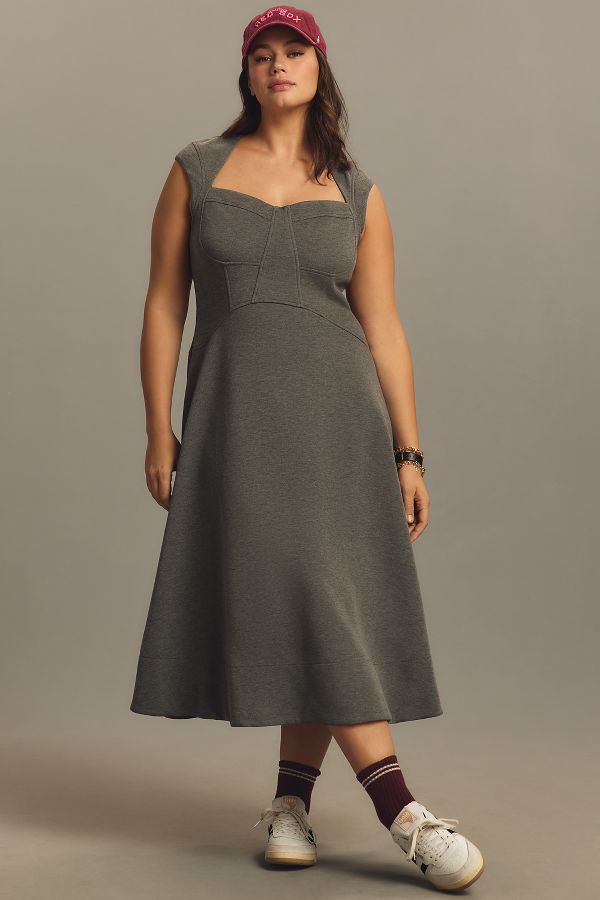 Slide View: 5: By Anthropologie Heathered Sweetheart Scuba Midi Dress