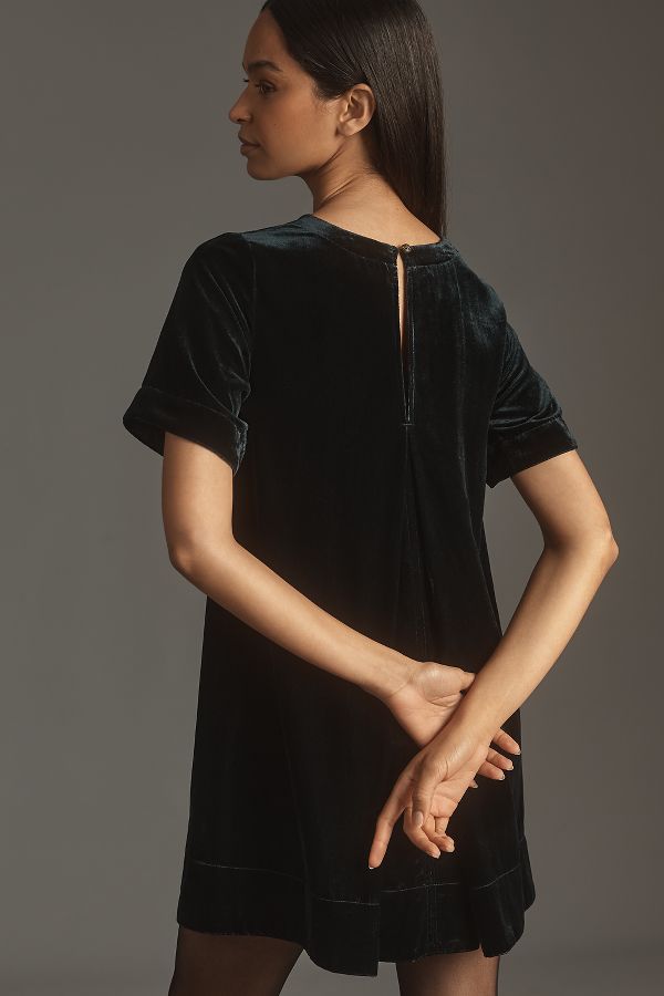 Slide View: 2: The Emmy Short-Sleeve Swing Mini Dress by Maeve: Velvet Edition