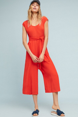 anthropologie red jumpsuit