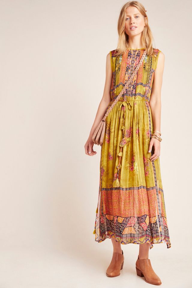 Citron Embroidered Maxi Dress Anthropologie