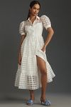 Thumbnail View 1: English Factory Organza Short-Sleeve Button-Front Midi Dress