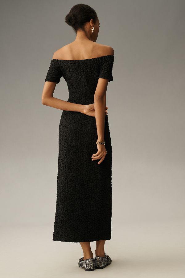 Slide View: 2: English Factory Off-The-Shoulder Textured Midi Dress