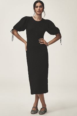 English Factory Short-Sleeve Textured Midi Dress