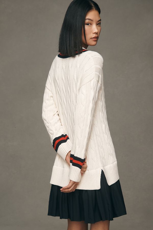 Slide View: 2: English Factory Pleated Twofer Sweater Mini Dress