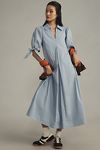 Thumbnail View 3: English Factory Puff-Sleeve A-Line Midi Shirt Dress