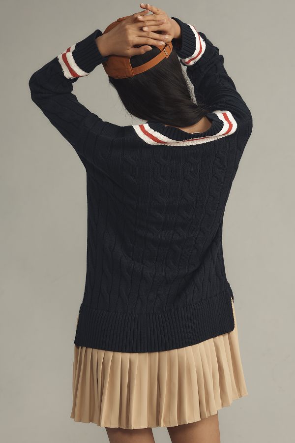 Slide View: 2: English Factory Long-Sleeve V-Neck Twofer Sweater Mini Dress