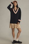 Thumbnail View 1: English Factory Long-Sleeve V-Neck Twofer Sweater Mini Dress