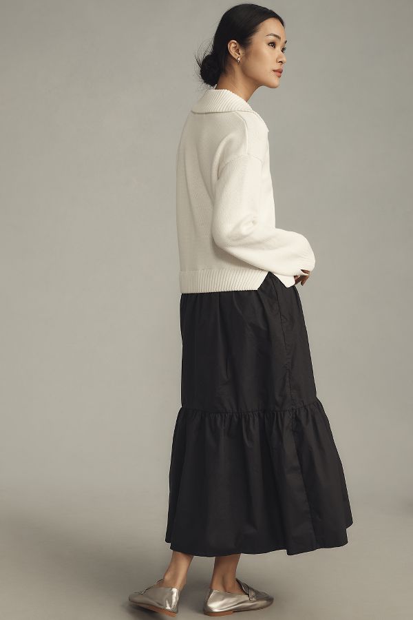 Slide View: 3: English Factory Long-Sleeve Polo Twofer Midi Dress