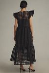 Thumbnail View 2: English Factory Flutter-Sleeve Sheer Gridded Midi Dress