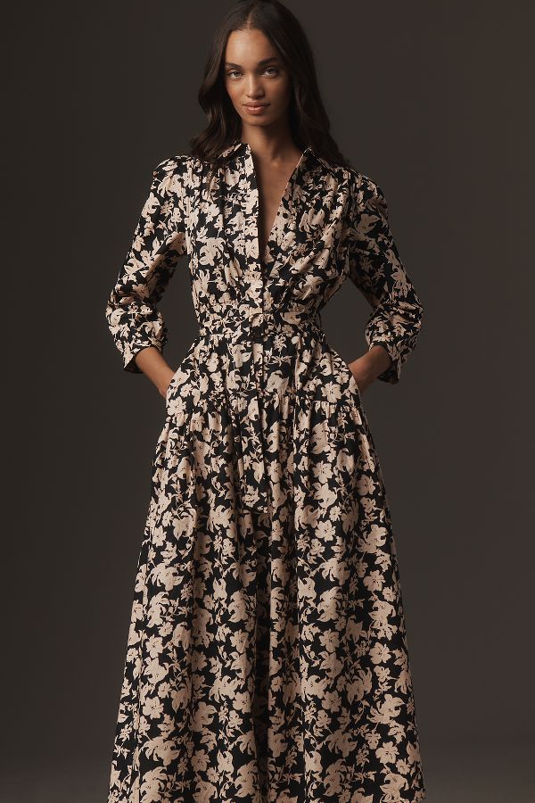 Slide View: 4: English Factory Long-Sleeve Midi Shirt Dress