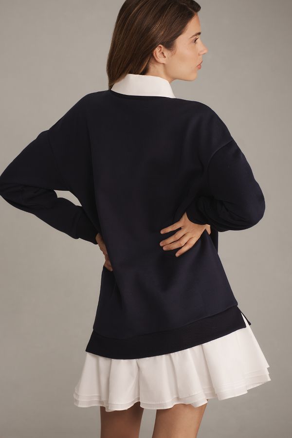 Slide View: 2: English Factory Long-Sleeve Collared Twofer Mini Dress