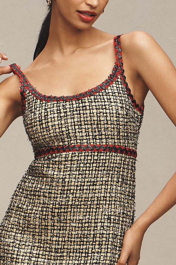 Slide View: 3: English Factory Sleeveless Scoop-Neck Tweed Mini Dress