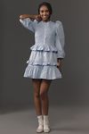 Thumbnail View 3: English Factory Puff-Sleeve Smocked Ruffled Mini Dress