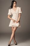 Thumbnail View 3: English Factory Puff-Sleeve Button-Front Textured Mini Dress