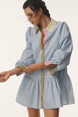 English Factory Long-Sleeve Mini Shirt Dress