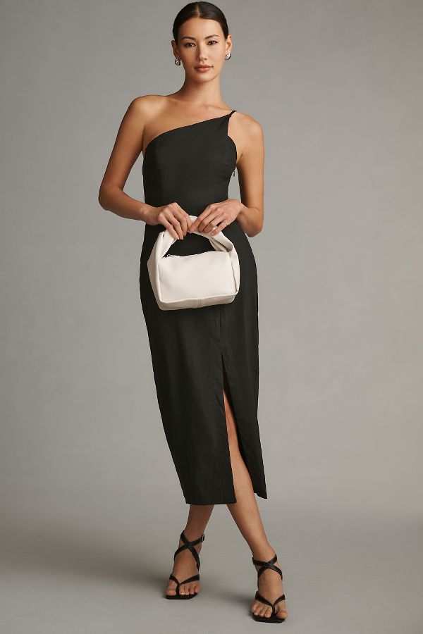 Slide View: 1: By Anthropologie One-Shoulder Slim Midi Dress