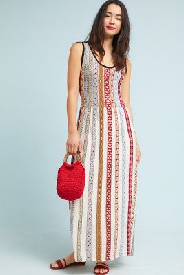 striped knit maxi dress