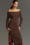 Thumbnail View 4: ASTR The Label Jada Long-Sleeve Off-The-Shoulder Slim Midi Dress