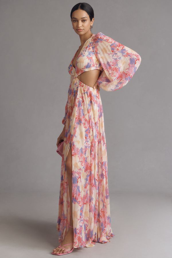 Slide View: 4: ASTR The Label Revery Long-Sleeve Cutout Maxi Dress