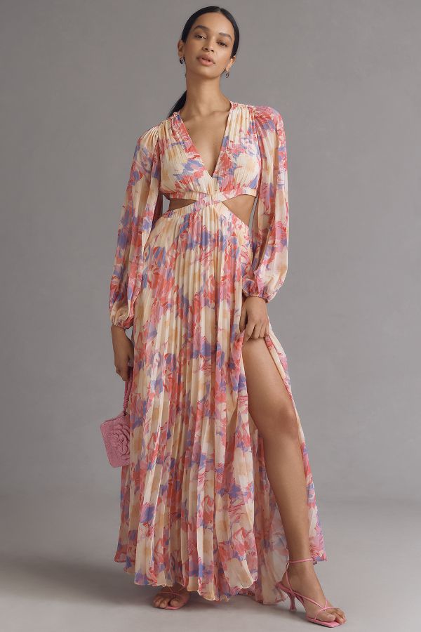 Slide View: 1: ASTR The Label Revery Long-Sleeve Cutout Maxi Dress