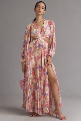 ASTR The Label Revery Long-Sleeve Cutout Maxi Dress