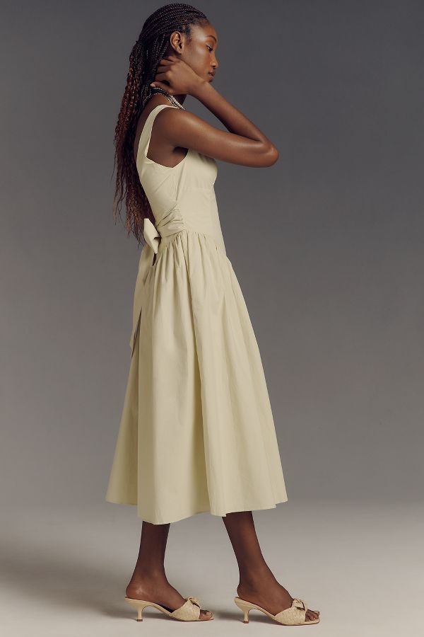 Slide View: 4: ASTR The Label Square-Neck Basque-Waist Midi Dress