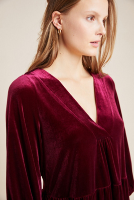 anthropologie red velvet dress