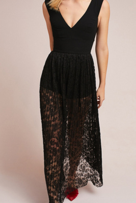 monique lhuillier black lace dress