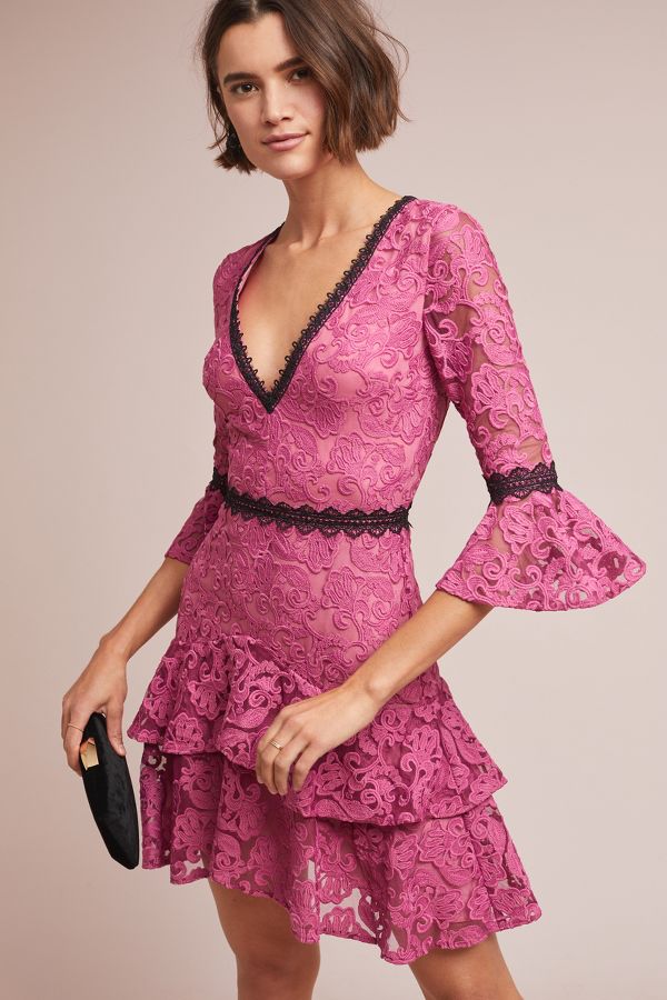 ML Monique Lhuillier Ines Lace Mini Dress | Anthropologie