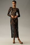 Thumbnail View 1: WAYF Long-Sleeve Boat-Neck Lace Midi Dress