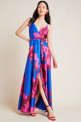 anthropologie floral wrap dress