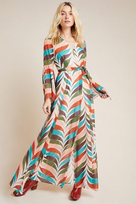 Elysees Geometric Wrap Maxi Dress 