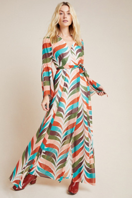 maxi ruffle wrap dress