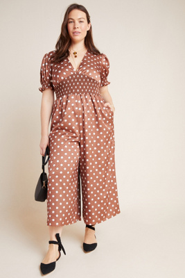 brown polka dot jumpsuit